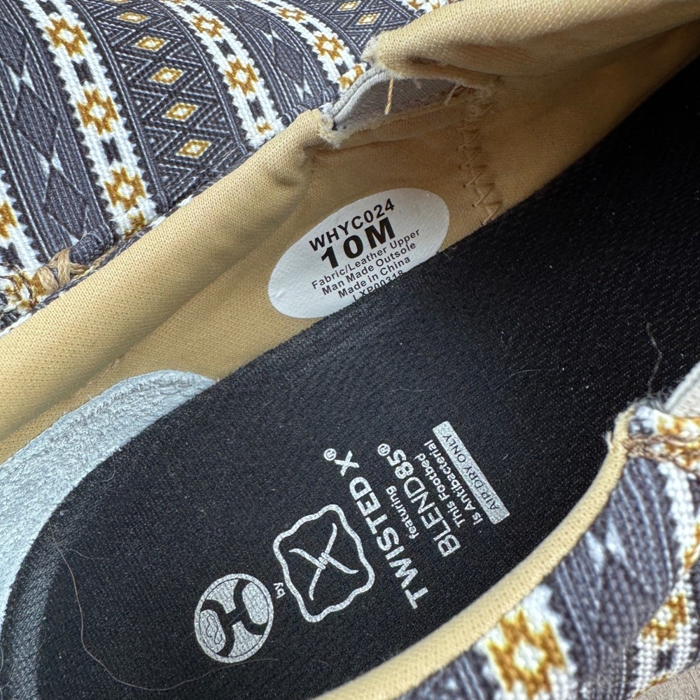 NEW Twisted X Hooey Women's 10 Aztec Print Slip On Black and Yellow - Picture 4 of 6
